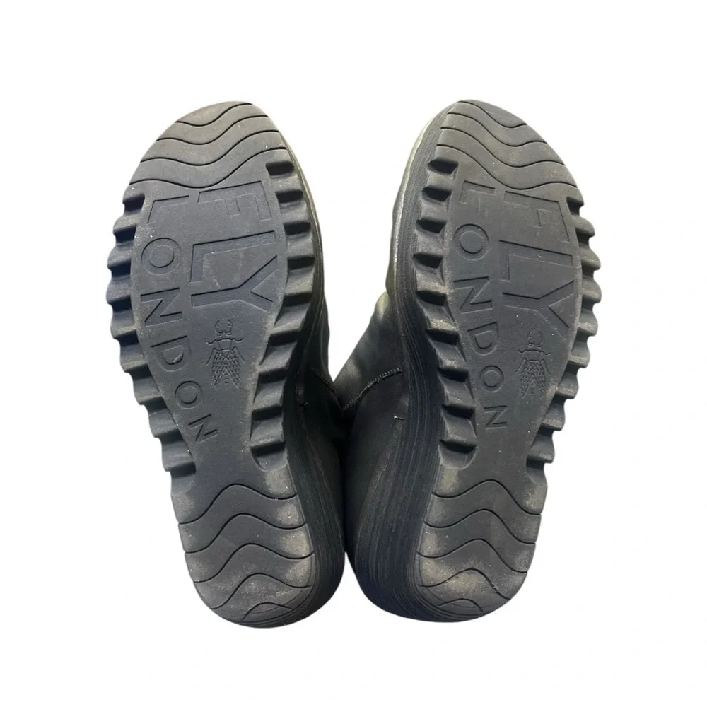 🖤 Fly London Wedge Ankle Boots – EU 42 /‎ US 10 – Black Leather